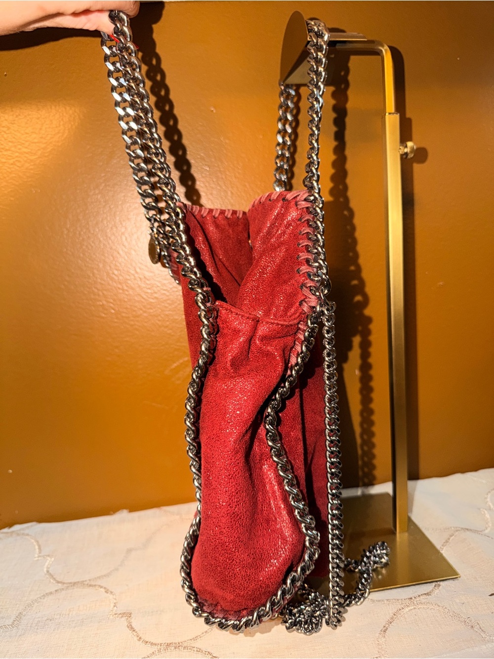 Stella McCartney Red Falabella-Style Chain Shoulder Bag - Picture 6 of 10